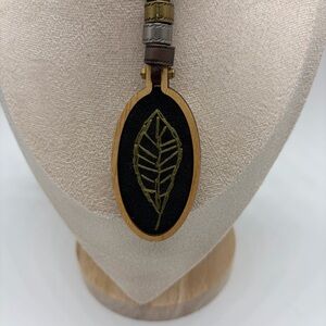 Handmade Stitched Leaf Pendant Necklace by Simply Stitched